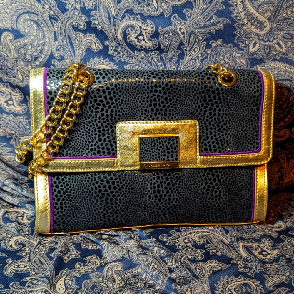 Jackie Smith Textured Leather Bag with Adjustable Chain